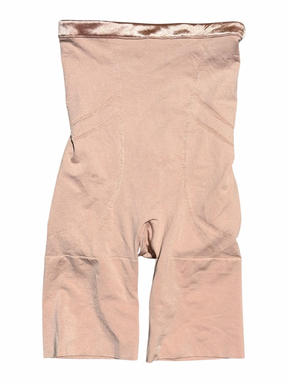 SPANX Slimmer & Shine Bodysuit Womens XL Nude Mid-Thigh Shapewear Butt-Lets